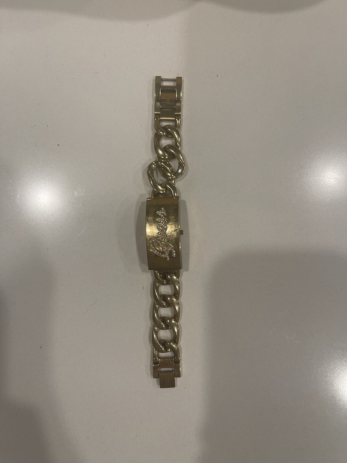 Guess Gold Tone Stainless Steel Watch G85457L With Bag Shaped Box & Xtra Link