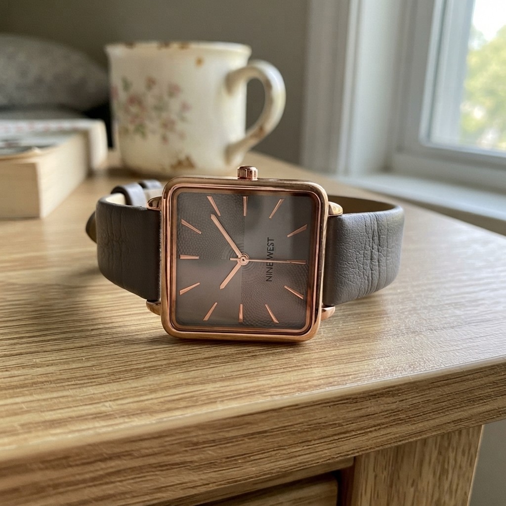 Contemporary Women’s Quartz Watch: 31mm Textured Grey Dial & Faux Leather Strap