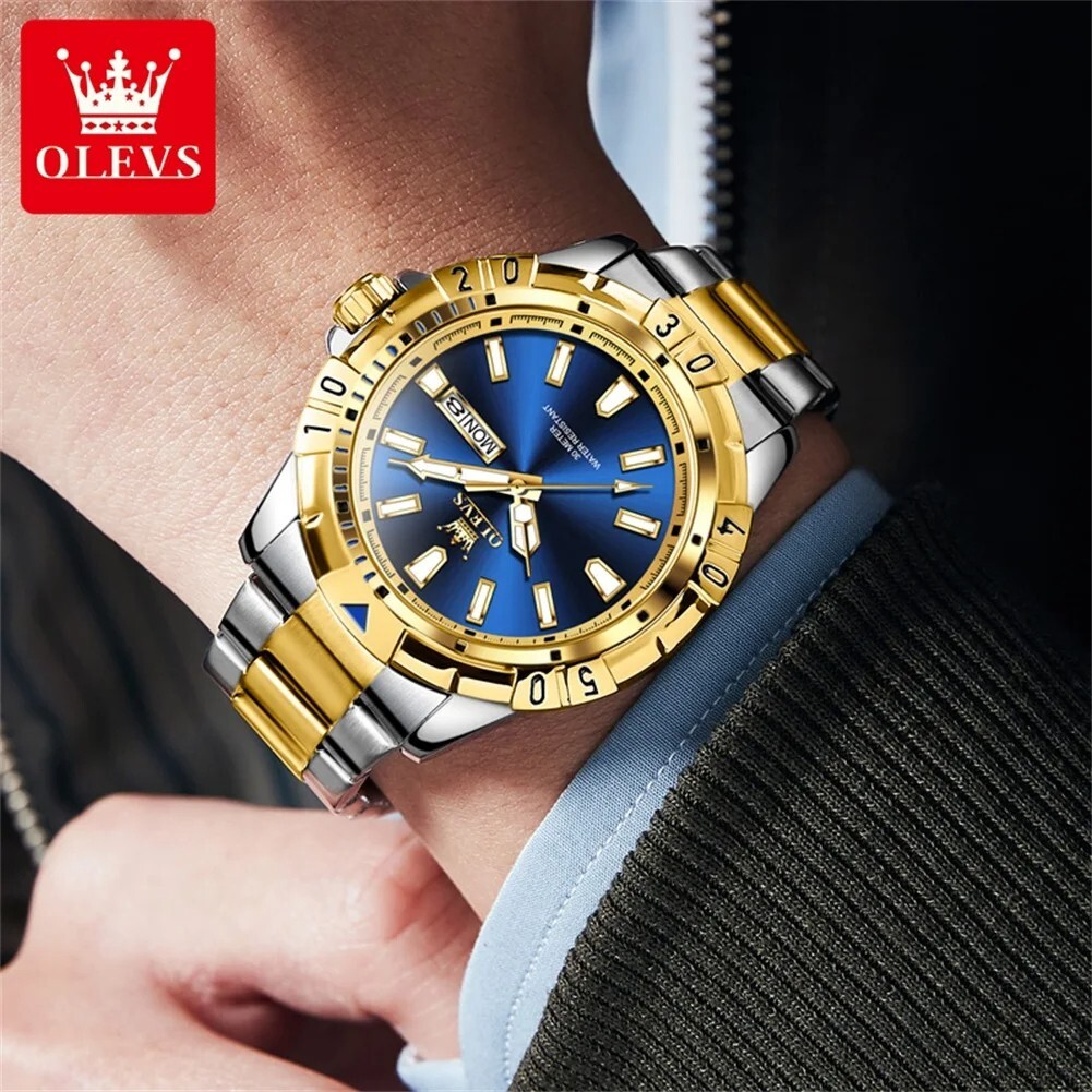 Waterproof Quartz Luminous Luxury OLEVS Watch Business Men’s Date Men Strap
