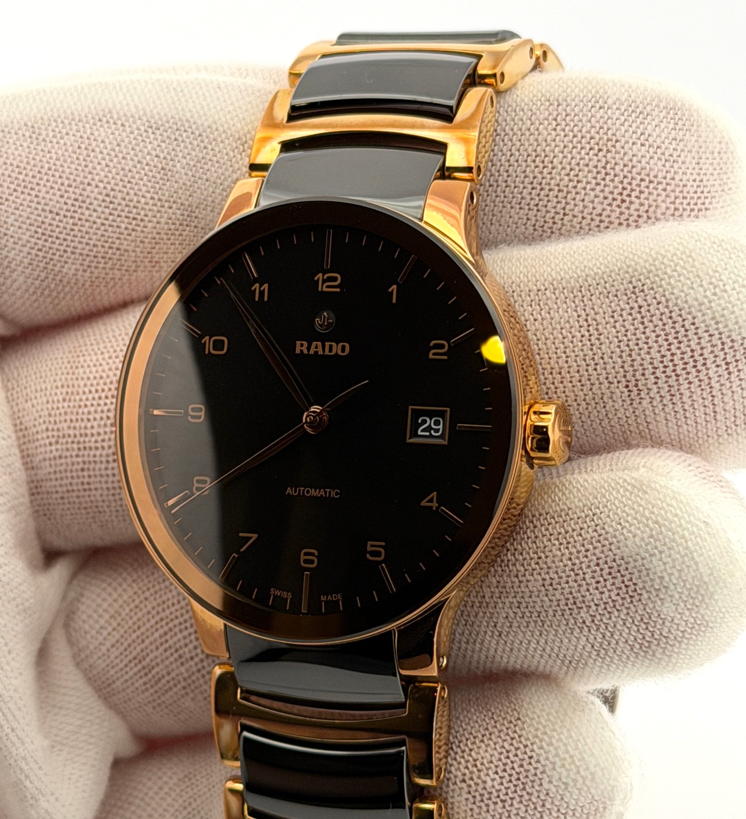 Rado Centrix Automatic 38mm Gold Tone Stainless Steel Ceramic Mens Watch