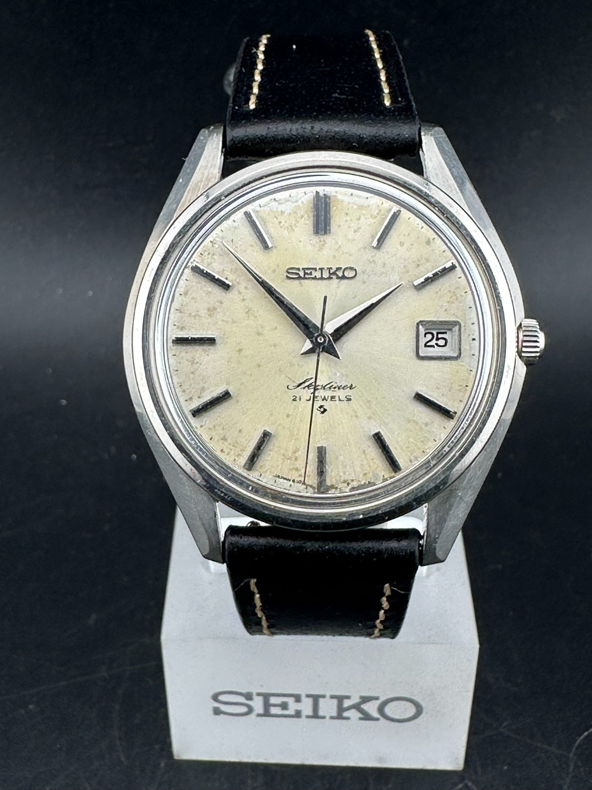 1970 Seiko Skyliner Men’s Manual Wind Silver Dial Date 36mm Watch 6102-8000