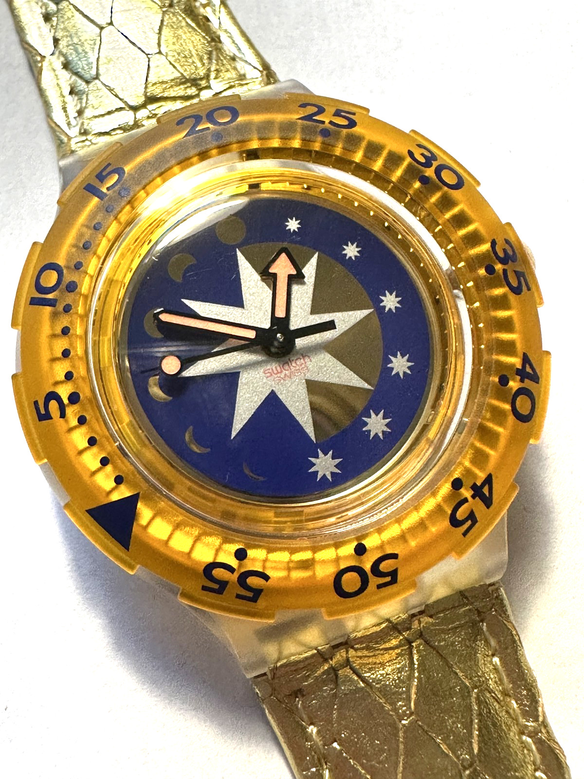 ONLY $67…GOLD SCUBA!! Swatch “Golden Island” SDK112 1993 Scuba