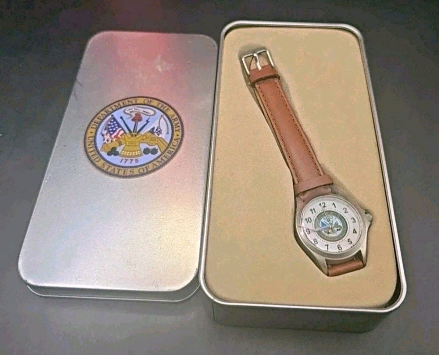 U.S. Military Emblem Strap Watch Tin Department Of The Army United States Avon