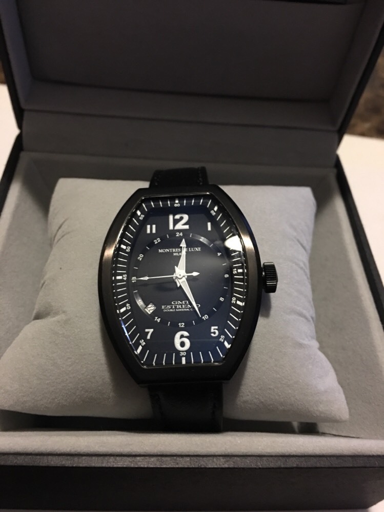 Montres De Luxe Watch Estremo gmt Ladys Steel black Dial Date new