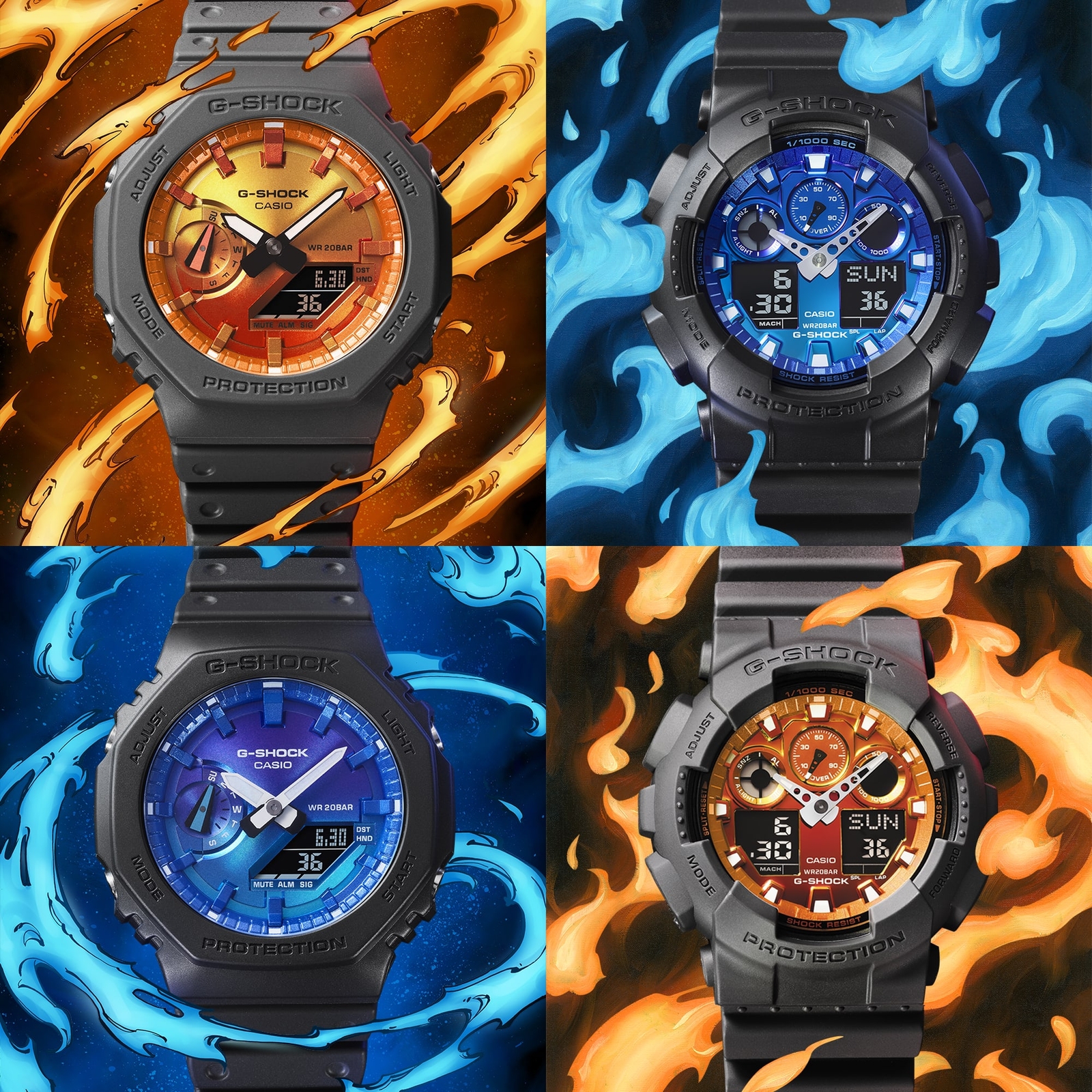 CASIO G-SHOCK GA-100FL-1AJF Flame inside Analog Digital Watch Big Case 51.2mm