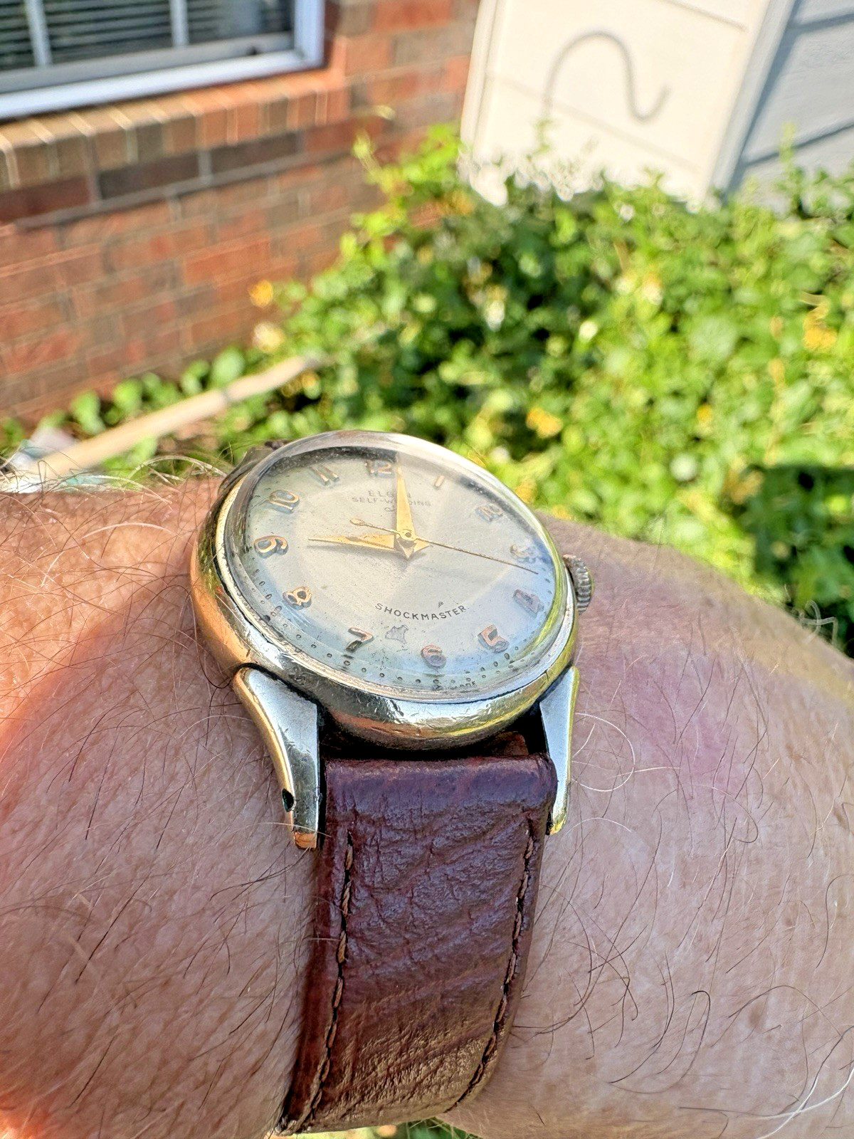 Vintage Elgin Shockmaster Self-Winding 17J 10K RGP Swiss Watch Runs New Crystal