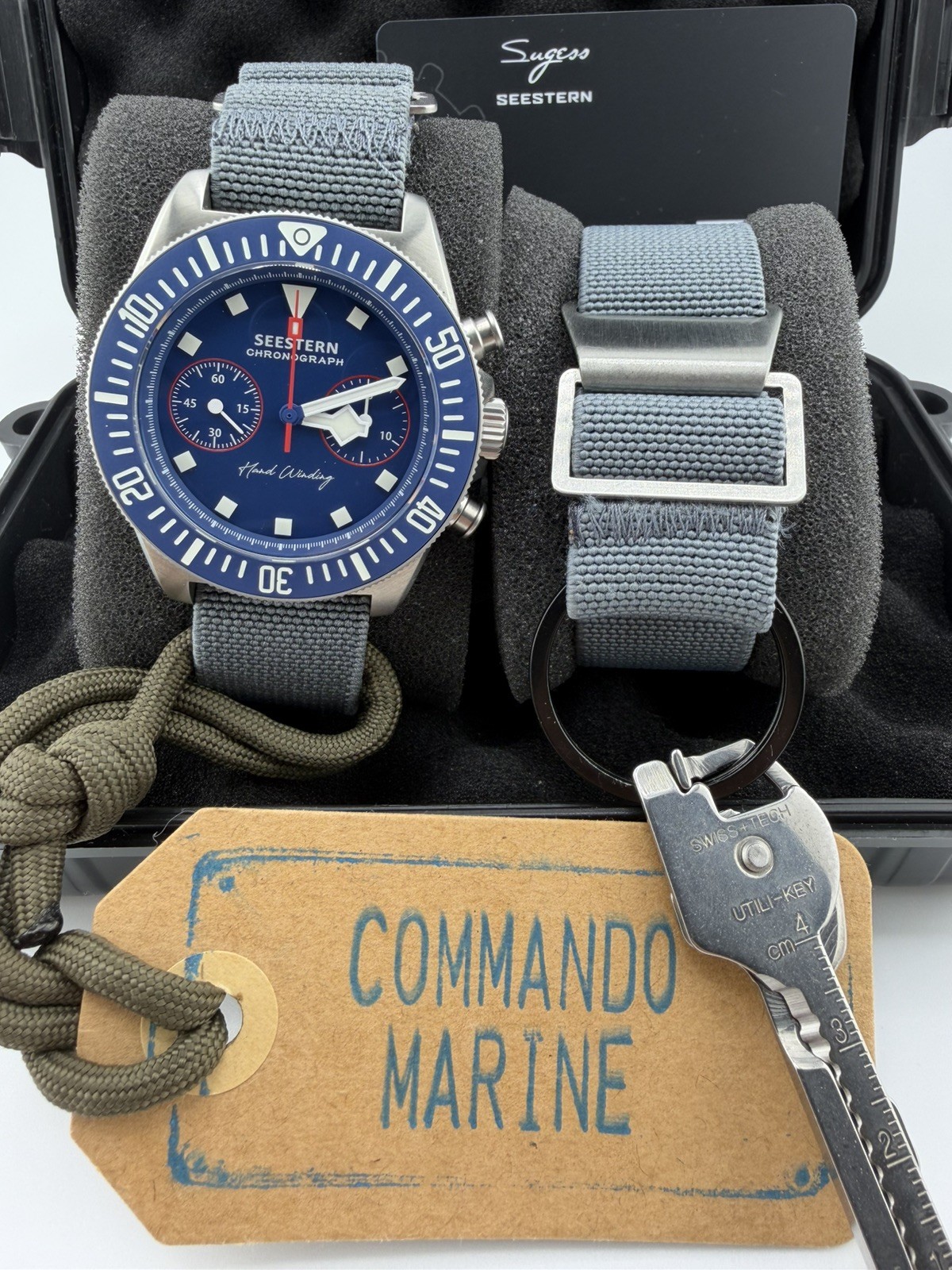 Sugess SeeStern Seagul ST1901 Chronograph Watch Blue Dial Pelagos FXD 41mm