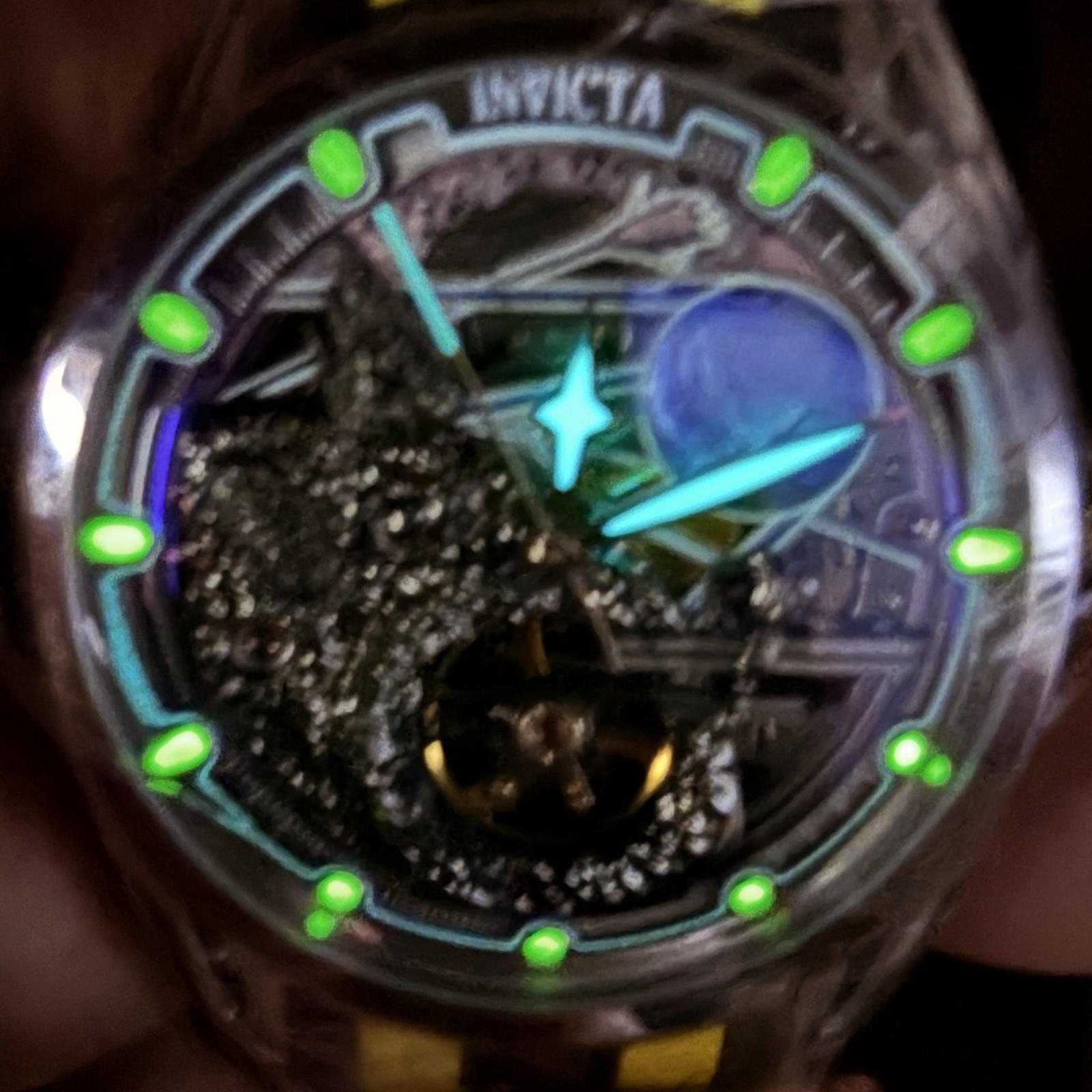 Invicta Celestial Automatic 44.5mm Men’s Skeleton Sapphire – Yellow Band (70088)