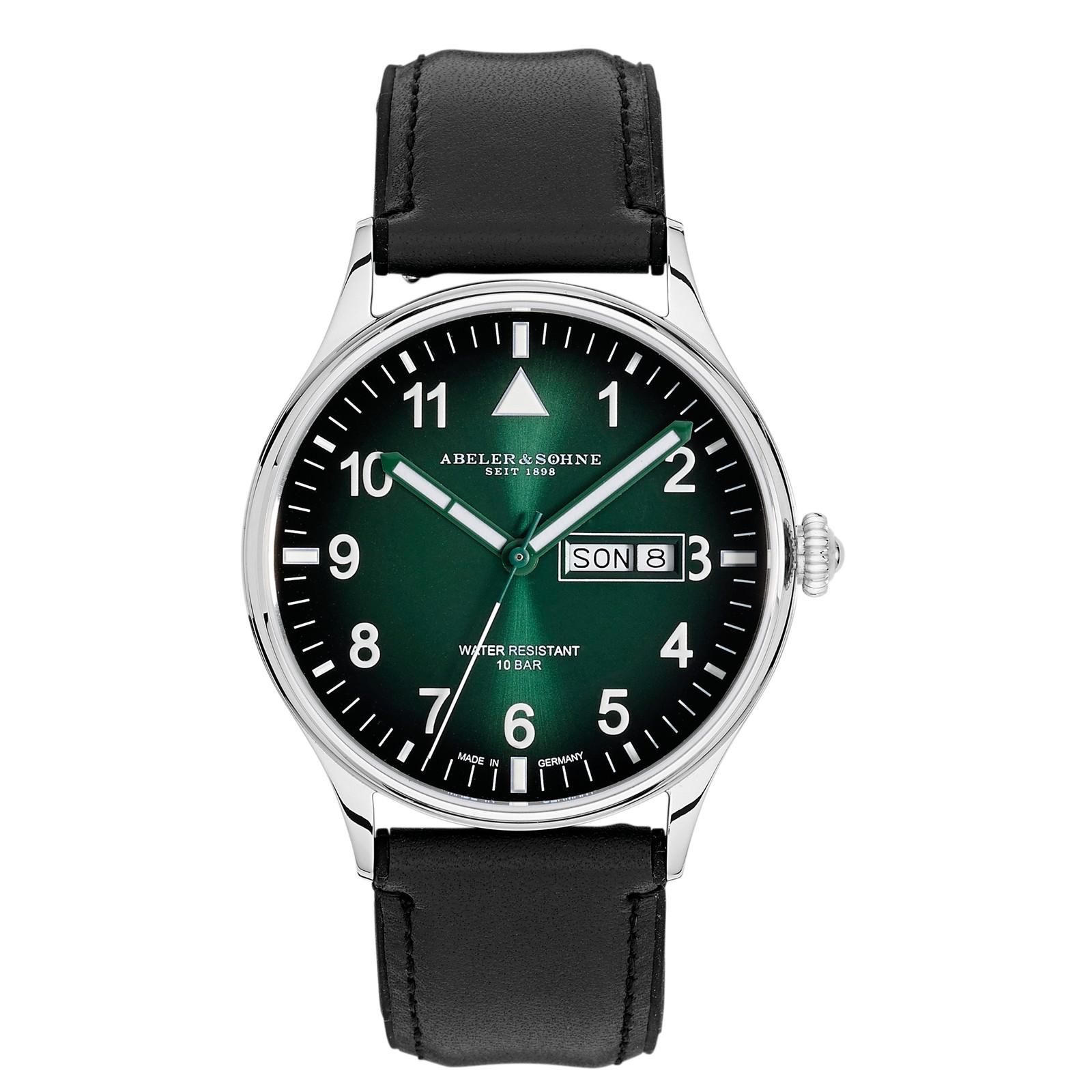 ABELER & SÖHNE AS3289 Mens Quartz Sapphire Day-Date Leather Watch 42 mm