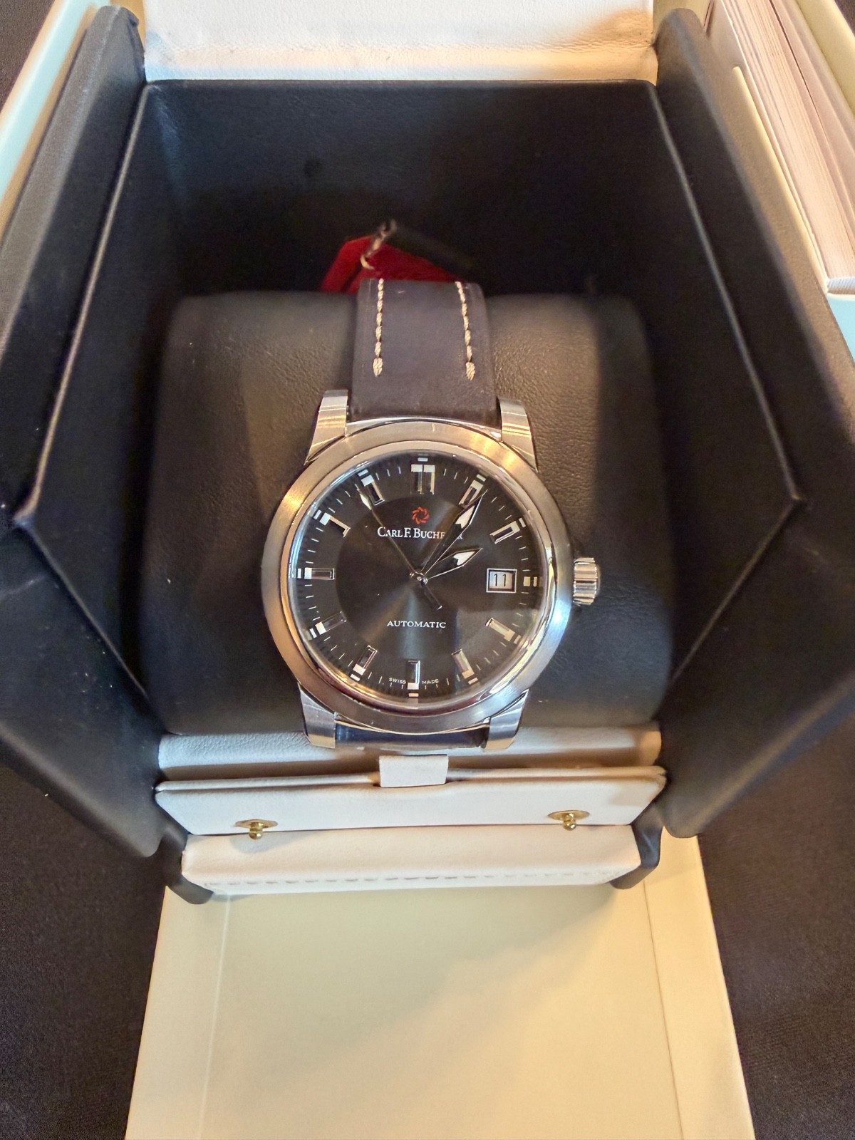 Carl F. Bucherer Patravi AutoDate Black Dial 38mm Swiss Automatic On Strap