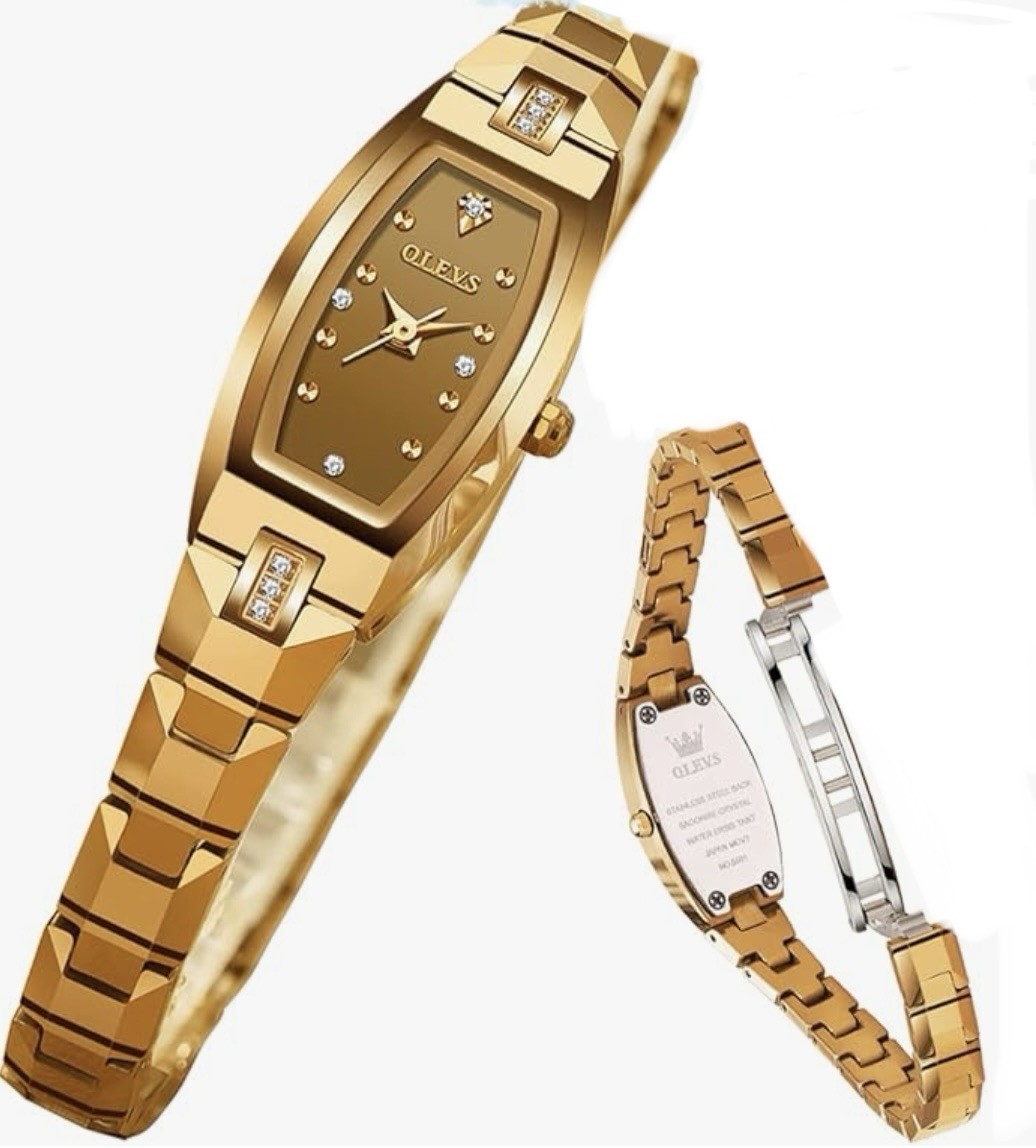 OLEVS Small Face Watches for Women Square Elegant Slim Tungsten Steel Women