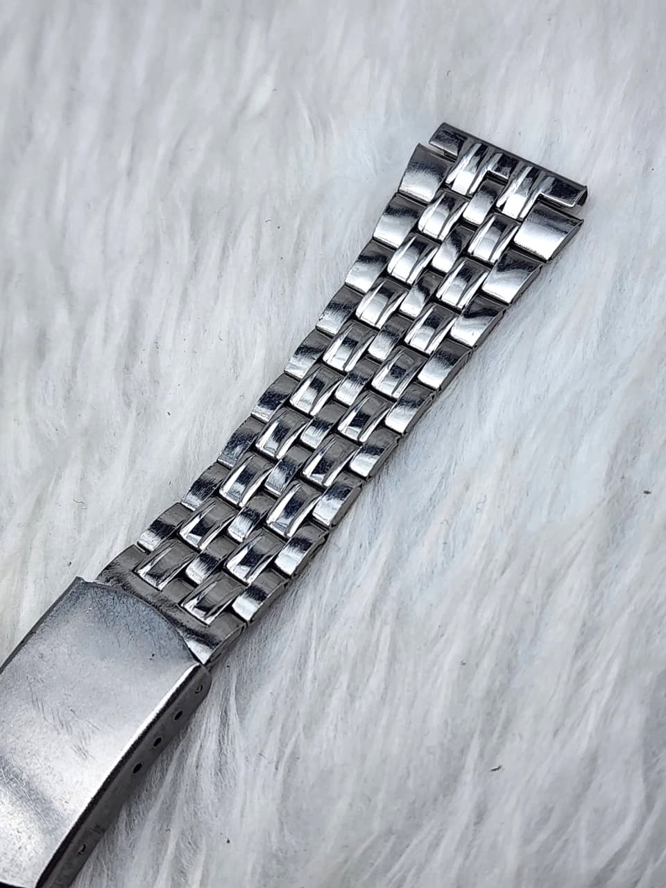 Stainless Steel Watch Band with Fold Over Clasp Expandable Metal Bracelet