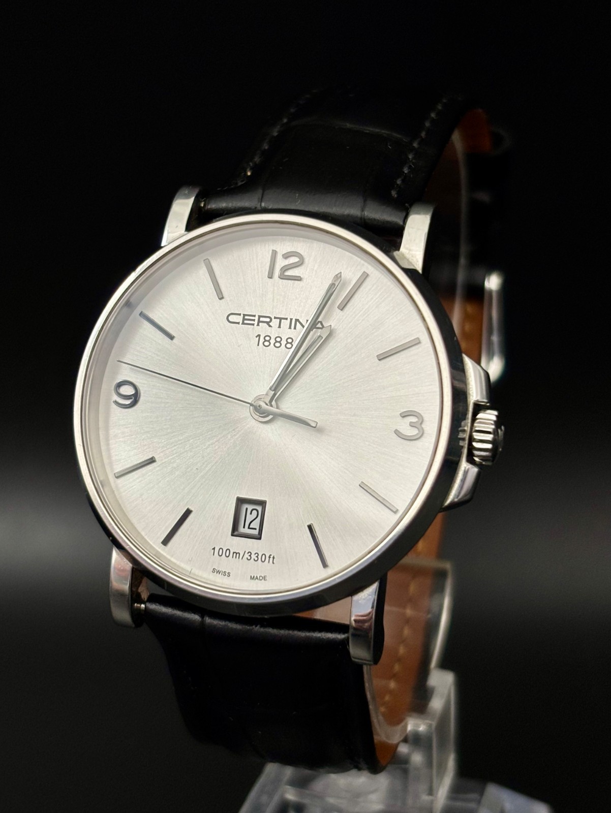 Certina DS Caimano Men’s Swiss Quartz Watch 39mm Silver Dial Box & Papers