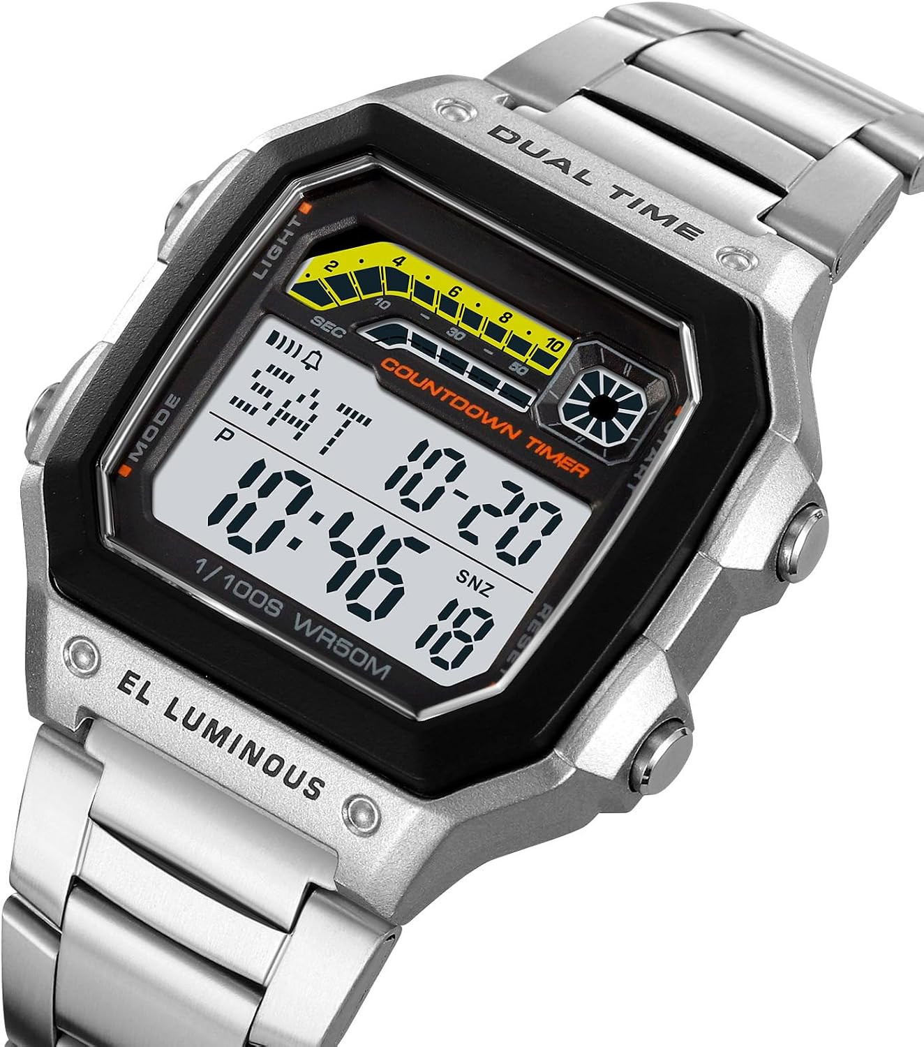 Men’S Digital Multi-Function Watches Dual Time Alarm Stopwatch Countdown Backlig