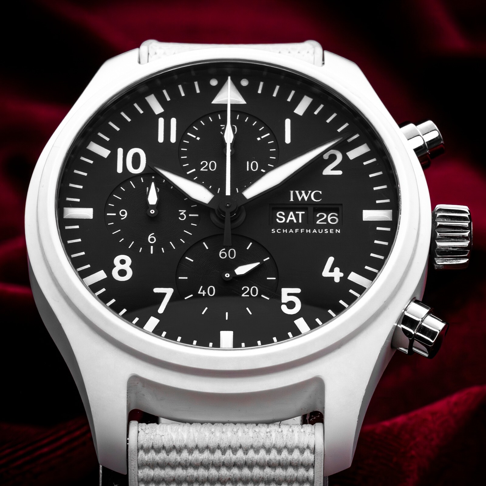 IWC Pilot’s Chronograph Top Gun Edition “Lake Tahoe” IW389105 White Ceramic MINT