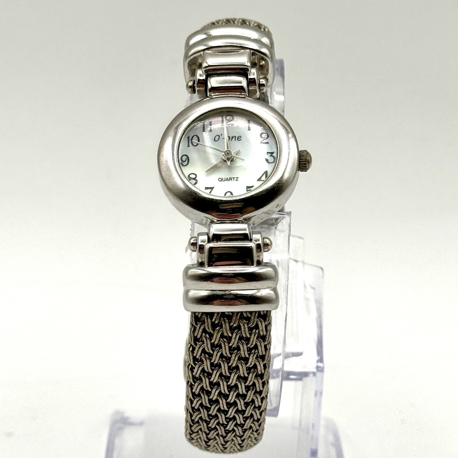 O’ -One Watch Silver Bangle Cuff MOP Dial Vintage Fashion Quartz Japan Movement