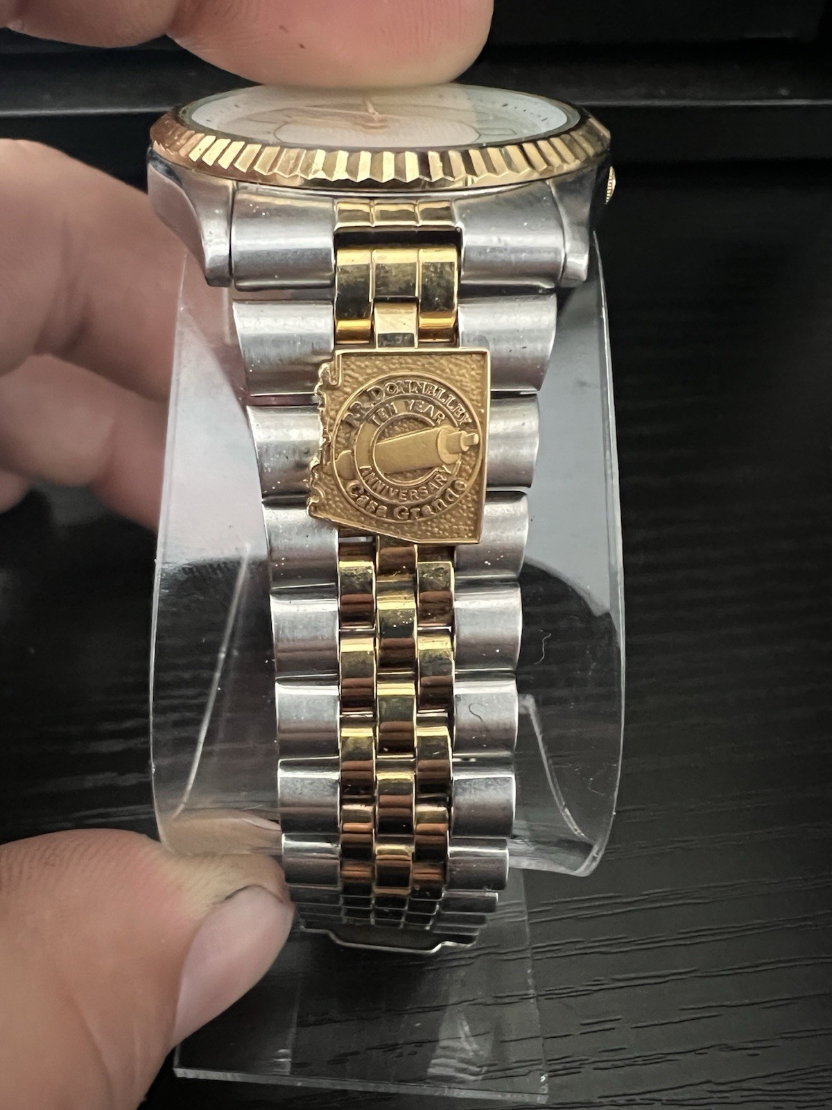 Citizen Quartz Two-Tone SS Bracelet Silver Dial Date Fluted Bezel 36.82mm