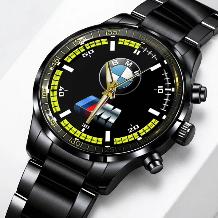 B.M.W M Logo Supper Car Black Stainless Steel Watch
