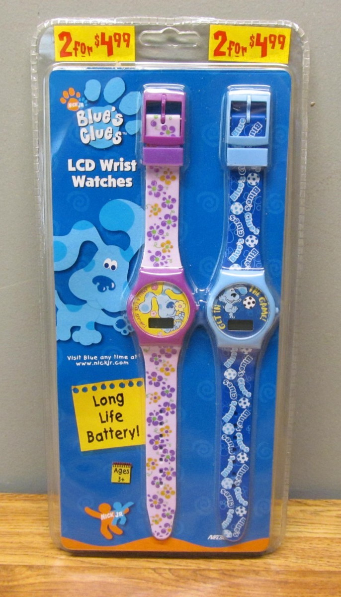 2003 Nelsonic BLUE’S CLUES LCD Wristwatches Lot of 2 New/old Stock Nick Jr.