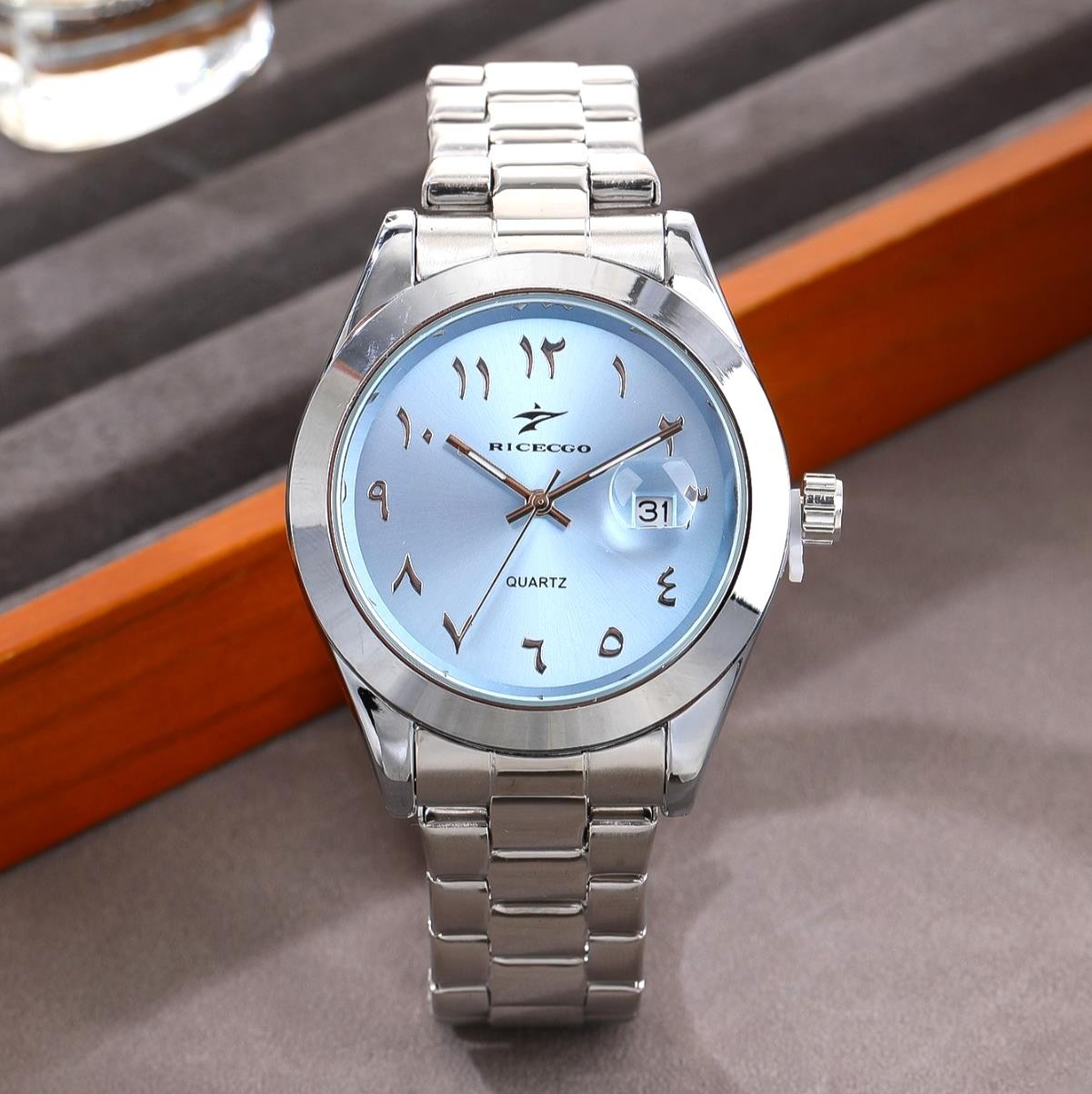 40MM RICECGO Luxury Quartz Men’s Watch Arabic Numeral Stainless Steel Gift NEW
