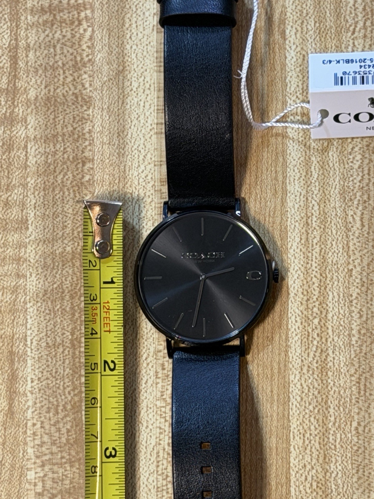 Authentic Coach New York Analog Quartz Adult Watch All Black Leather 14602434
