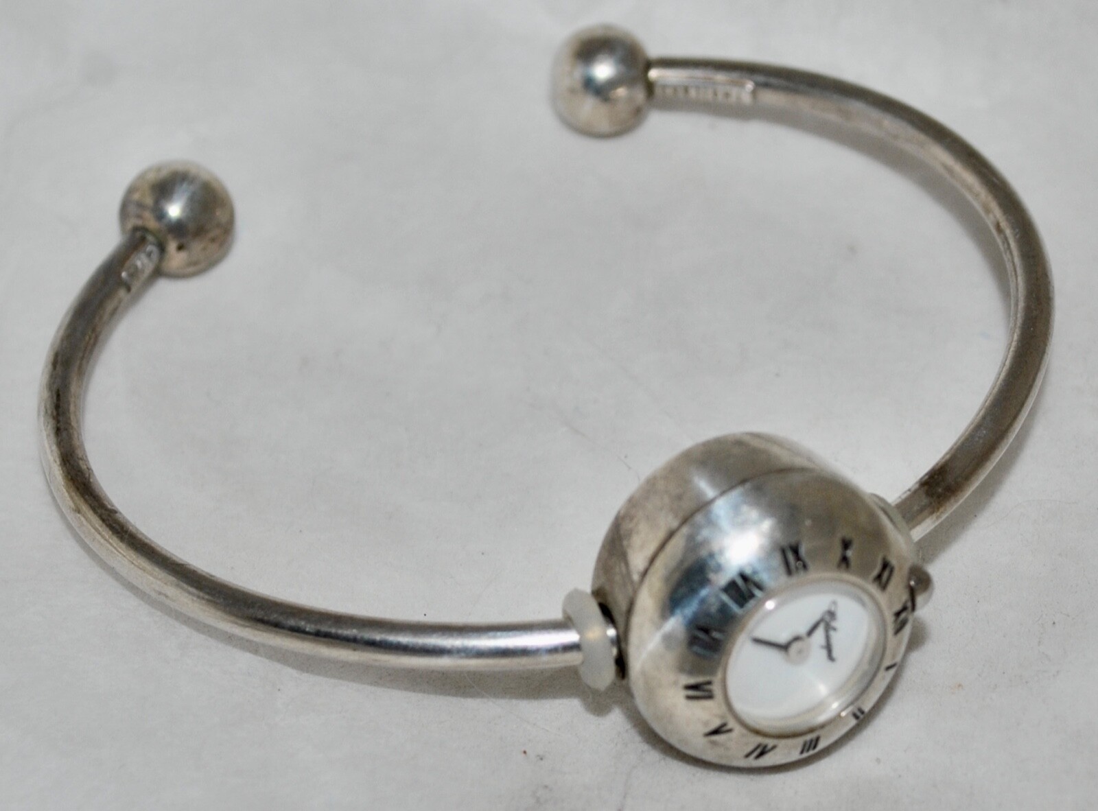 Classique Australia Sterling Cuff Charm Bracelet Watch Mother-of-Pearl Dial