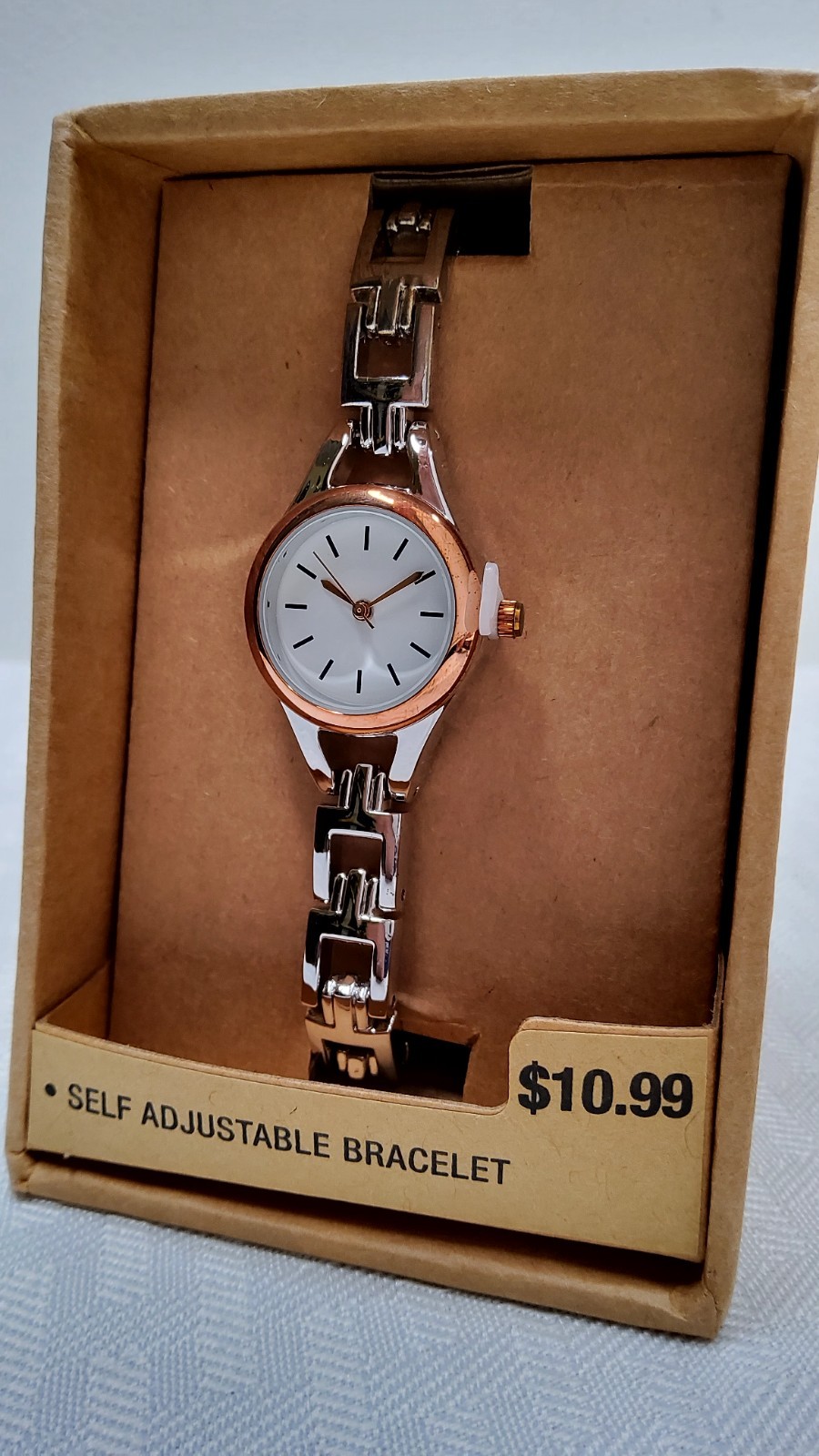 Silver With Rose Gold Color New Old stock Watch Bracelet. (109)