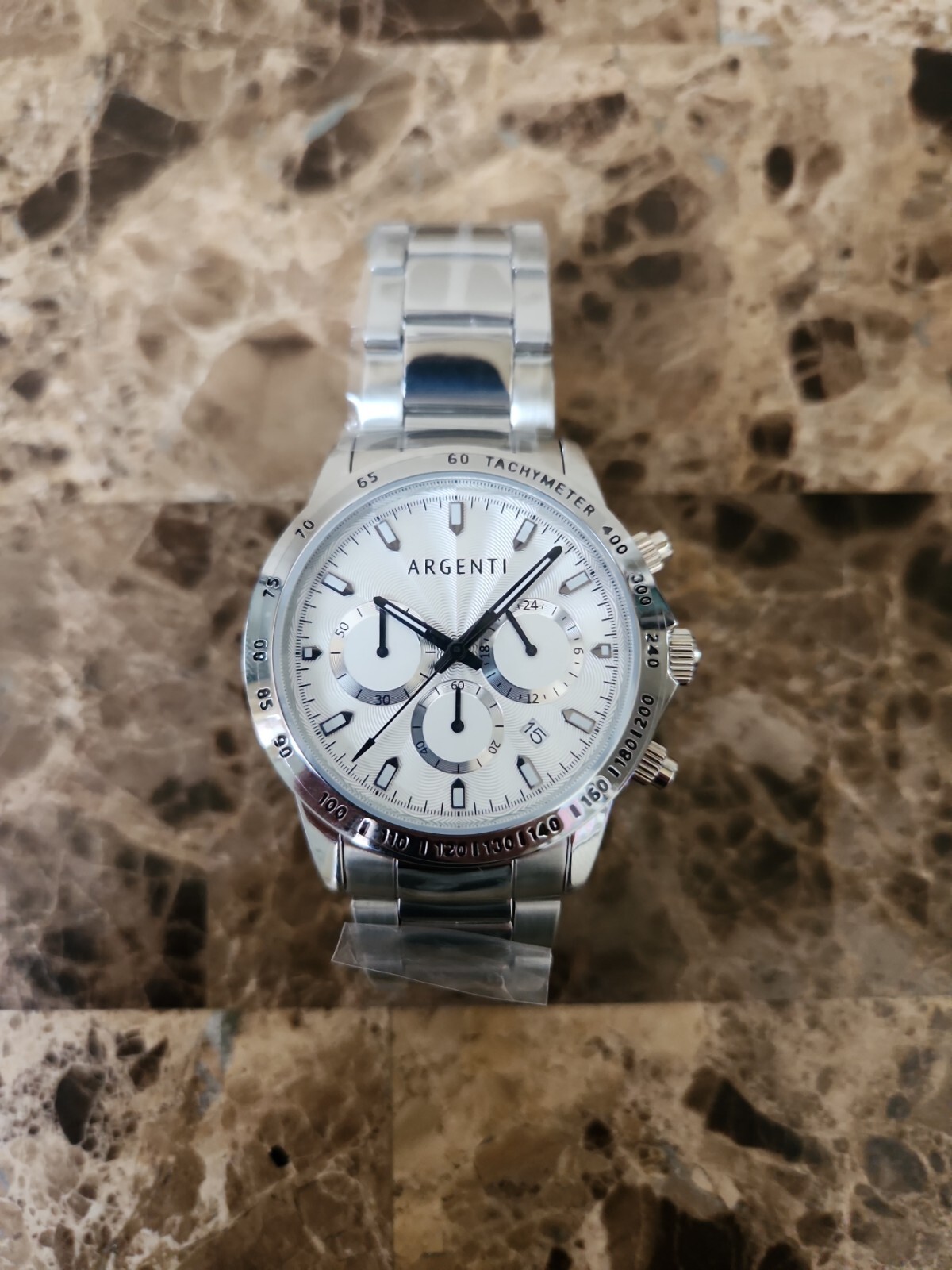 Argenti Carmichael Men’s silver-plated Japan Quartz VD53B Movement watch