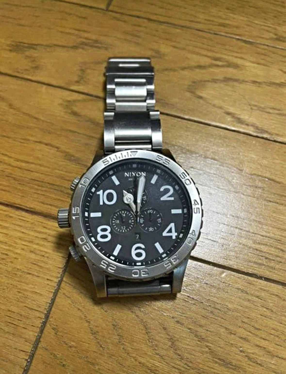 Nixon 51-30 Chronograph Quartz 51mm Black Dial Silver Steel Bracelet