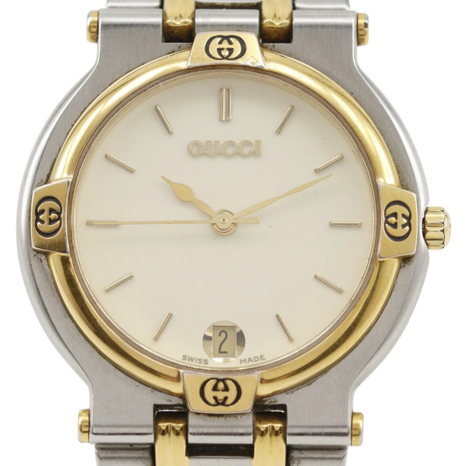 GUCCI 9000M Ivory Wrist Size ～15.0cm Unisex Used Watch #7131
