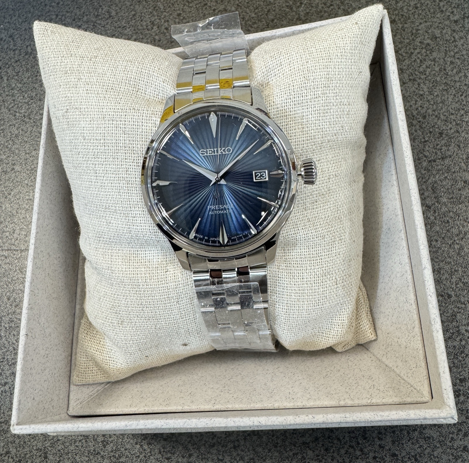 Seiko Presage Automatic Blue Dial Steel Bracelet Watch SRPB41 New Made In Japan