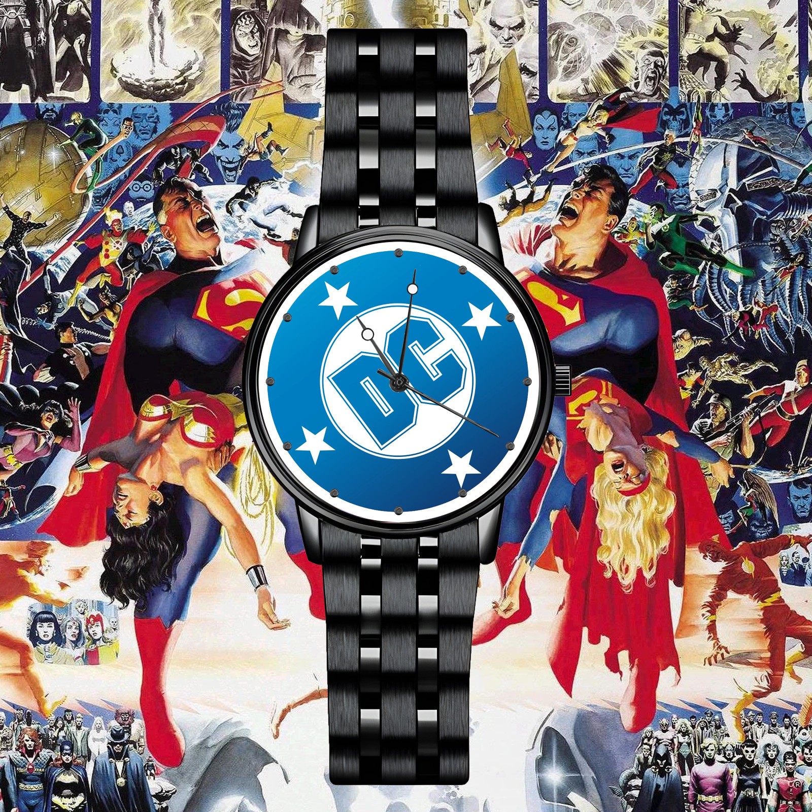 DC Comics Classic Logo Engraved Wristwatch