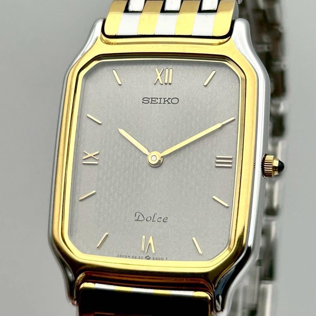 SEIKO Dolce 5E30-5A00 Quartz Rectangular Roman Dial Two Tone Unisex Watch
