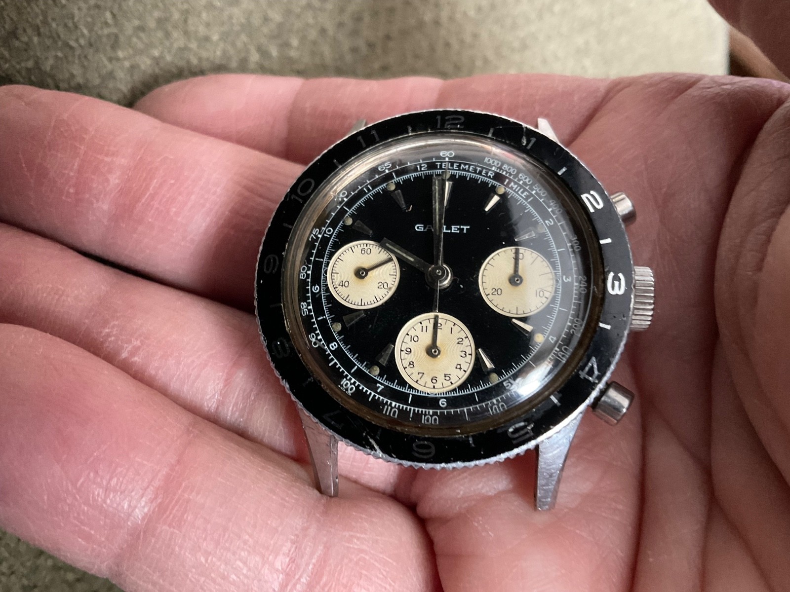 Gallet multichron pilot or race car driver mens chronograph watch valjoux 72 !