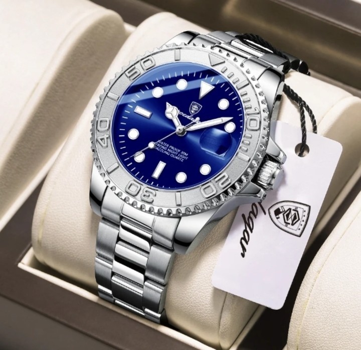 Poedagar Men’s Silver Quartz Analog Watch