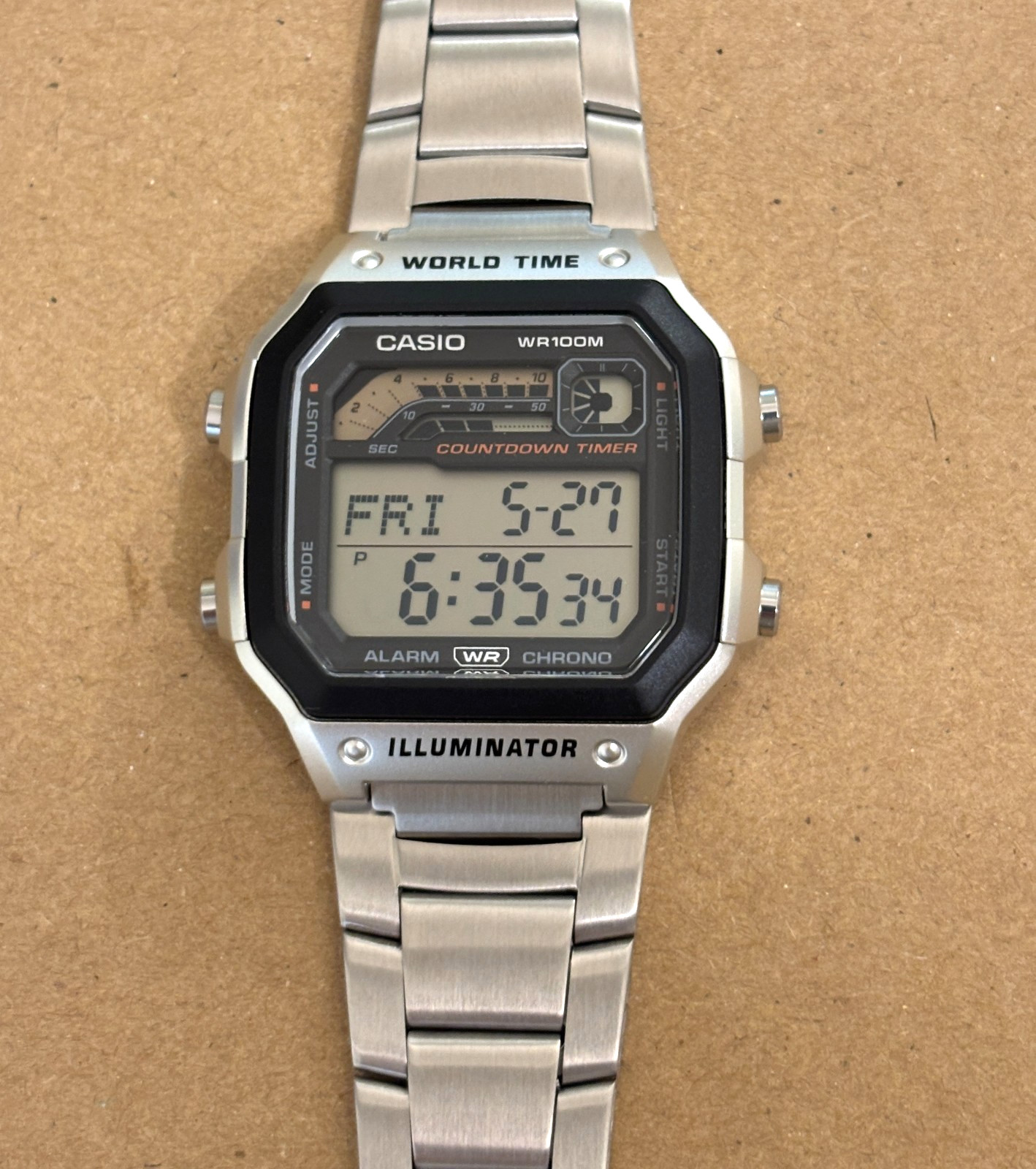 New Casio WS-1600H watch with the stainless steel band – World Time