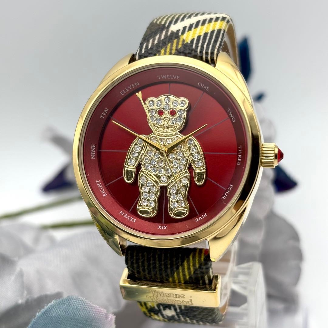 Vivienne Westwood Crazy Bear Wristwatch Gold Red Dial