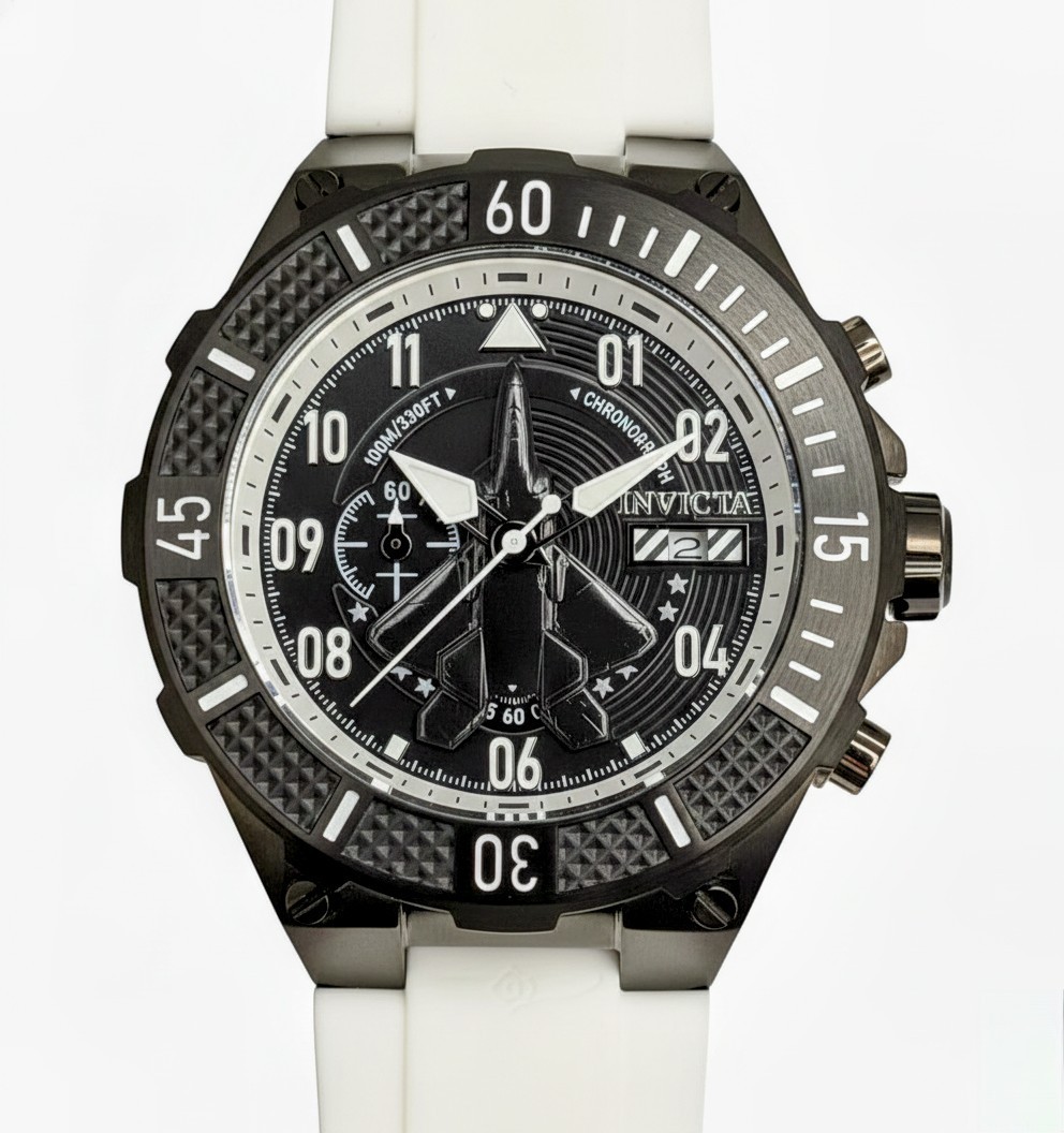 Invicta Aviator Chronograph Men’s Watch, 50mm, White Silicone Strap – Brand New