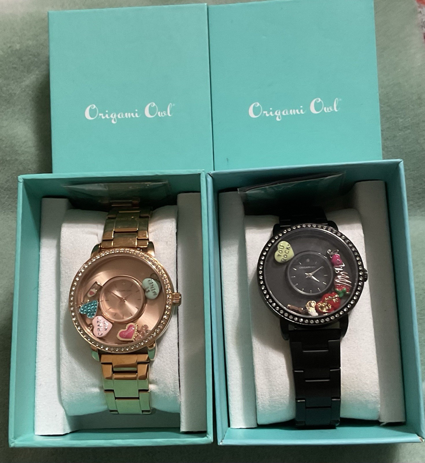 Origami Owl Signature 2 Locket Wristwatch Quartz Analog Bracelet w/ Box/charms