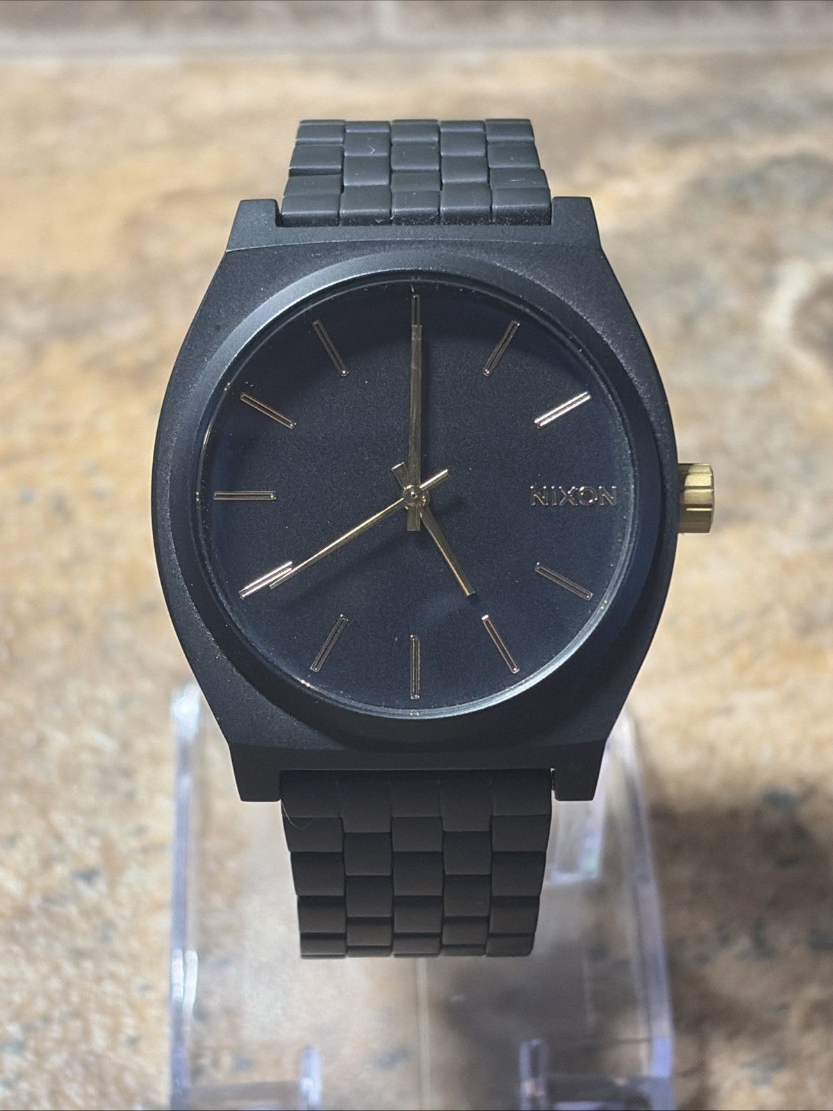 Nixon Minimal The Time Teller Mens Watch 37mm Black Dial Stainless