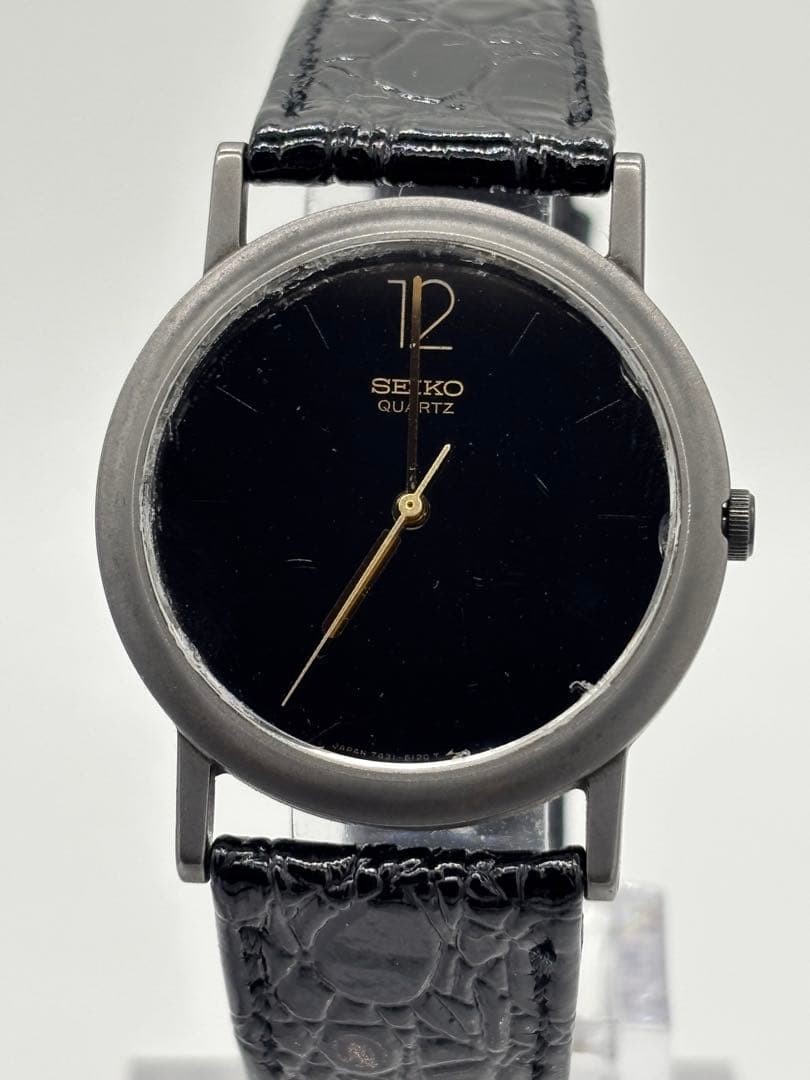 Seiko 7431-6110 Men Quartz Wristwatch Black Dial 15.0cm