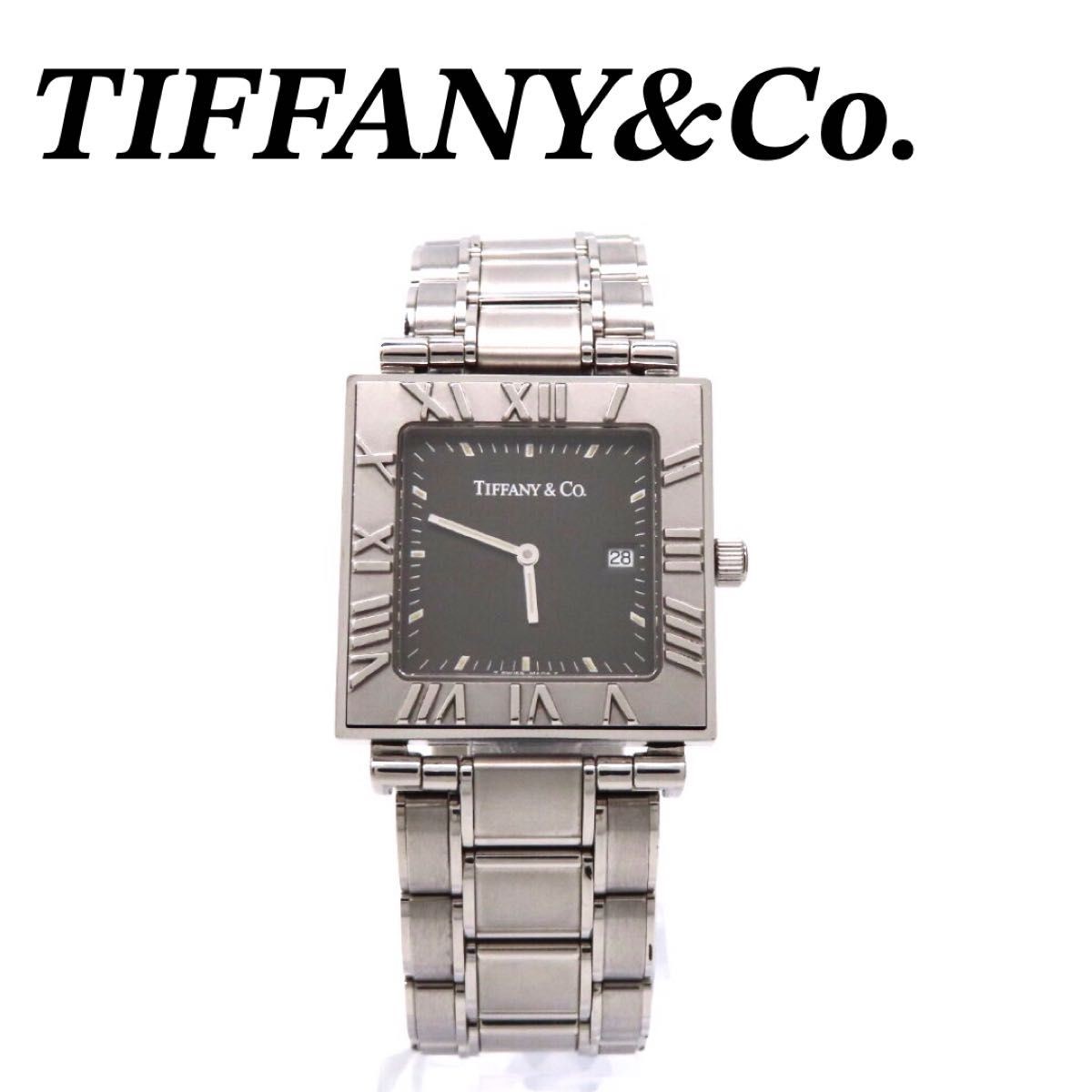 Tiffany & Co. Atlas Square Quartz 29mm Gray Dial Gunmetal Black Unisex Watch