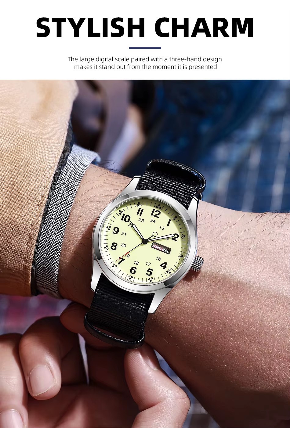 New Watch Quartz Speedometer Luminous Dial 42mm Glow in the Dark Luminous Dial