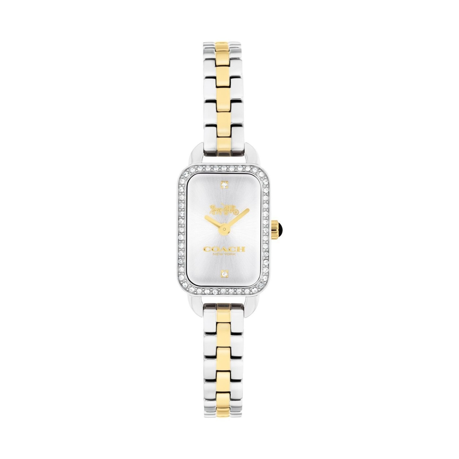 COACH LUDLOW 14504549 SILVER WHITE LOGO DIAL TWO TONE BRACELET WOMEN’S WATCH