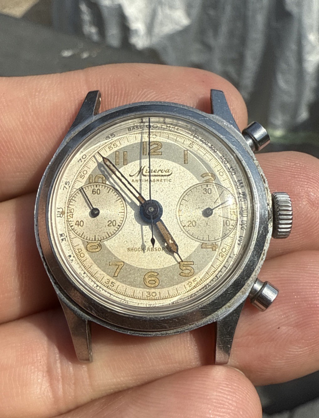 Minerva ref. 1335 Manual Wind Chronograph cal. 13-20 for restoration.