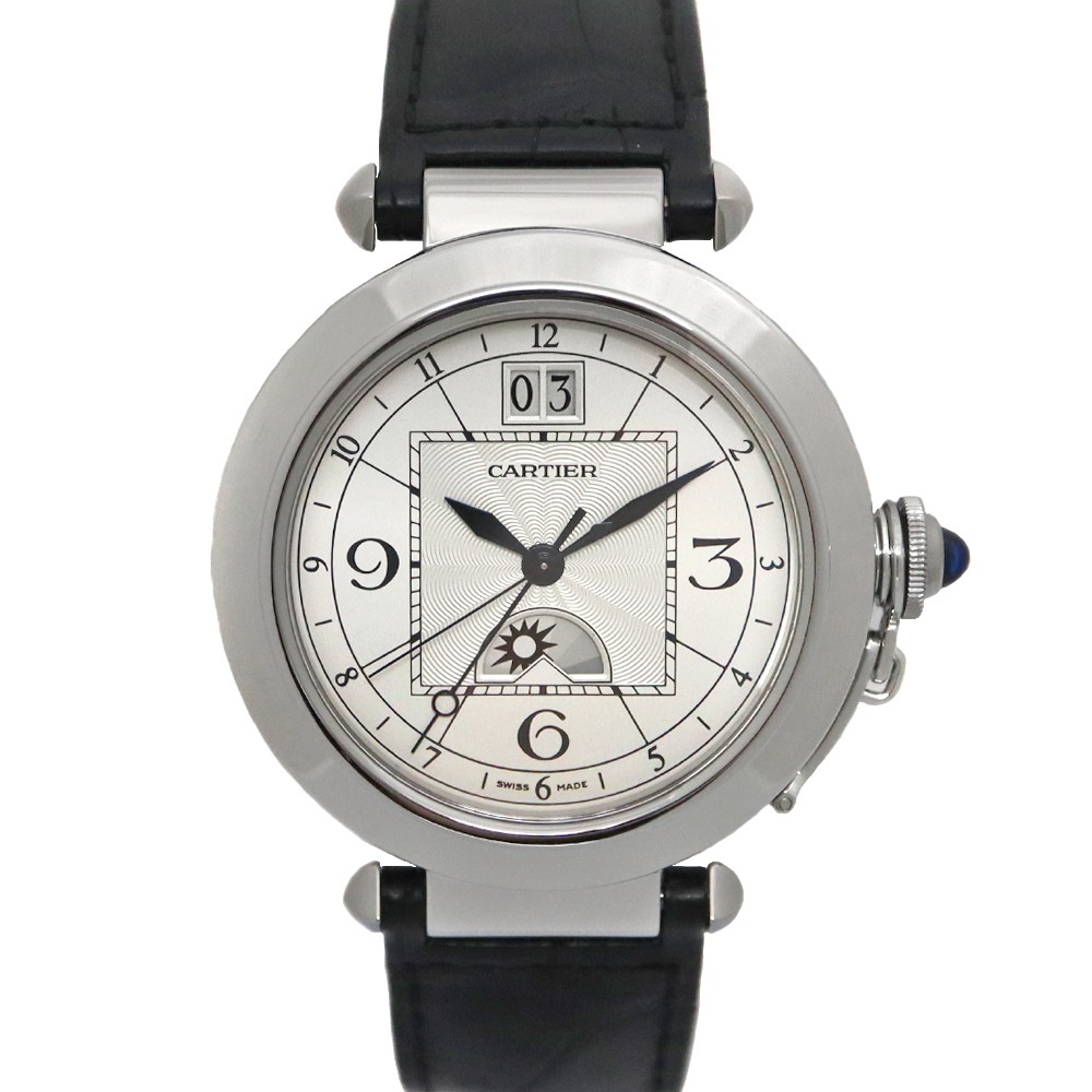 Cartier Pasha W3109255 Stainless Steel Leather Diamond 42.0mm #KNW1878