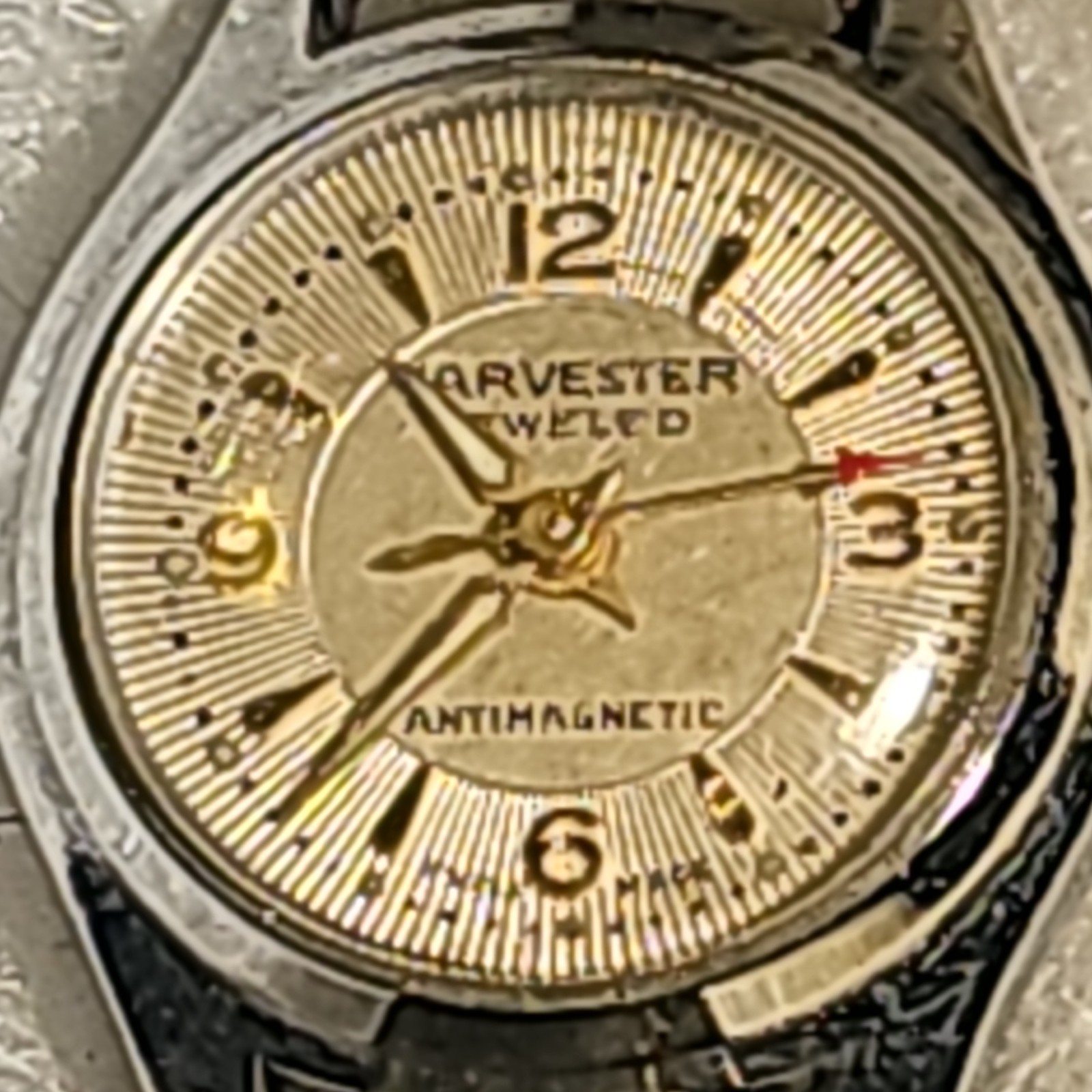 Webster Antimagnetic Manual Wind Analog Wristwatch Silver Case Brown Leather