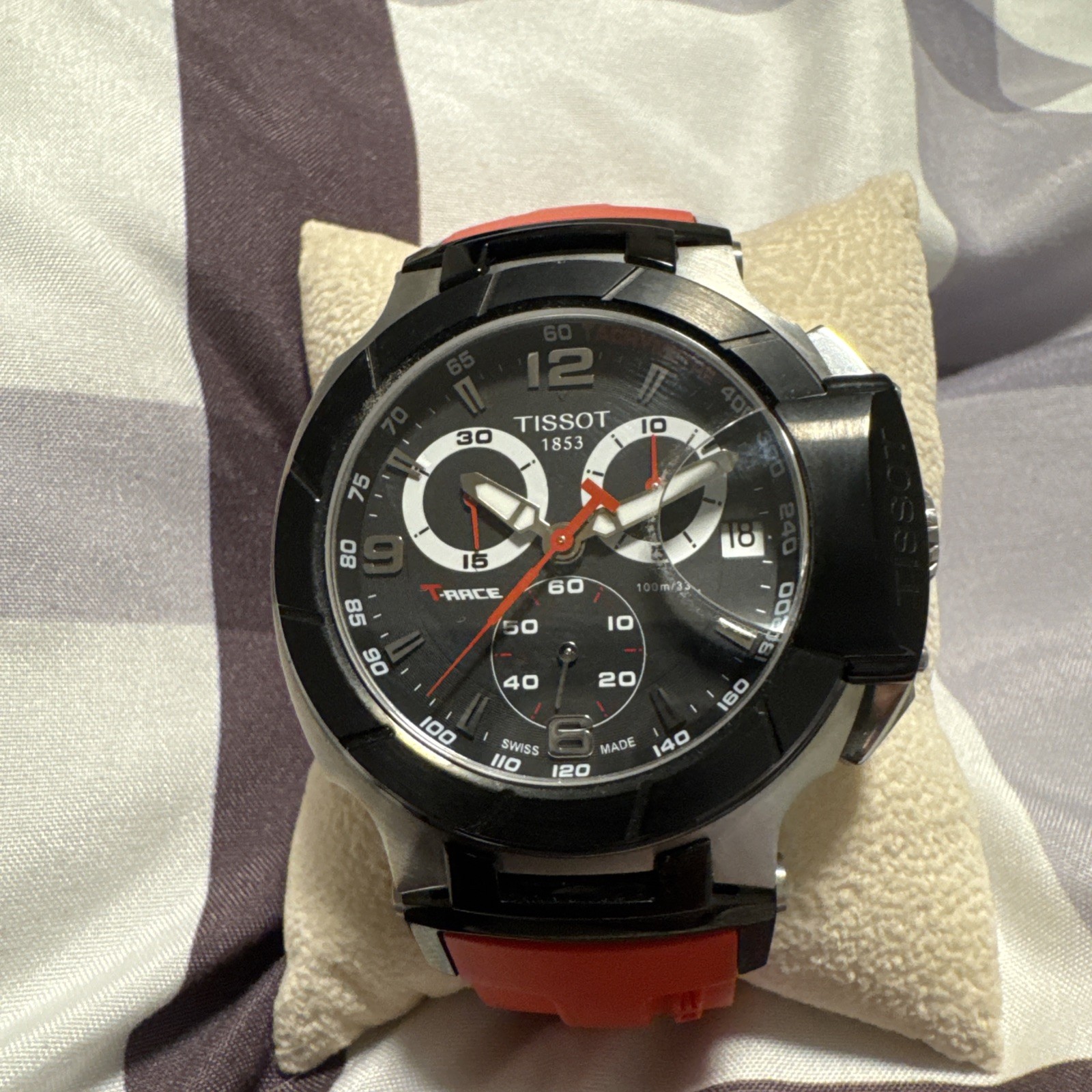 Tissot T-Race Men’s Watch T048417A Black/Silver Red Rubber Band Strap