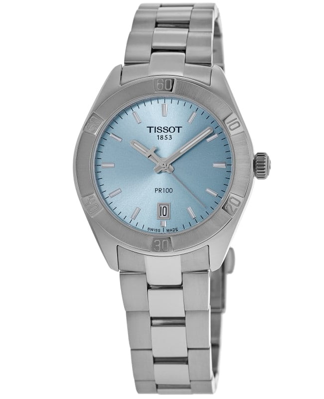New Tissot PR 100 Sport Chic Lady Light Blue Women’s Watch T101.910.11.351.00