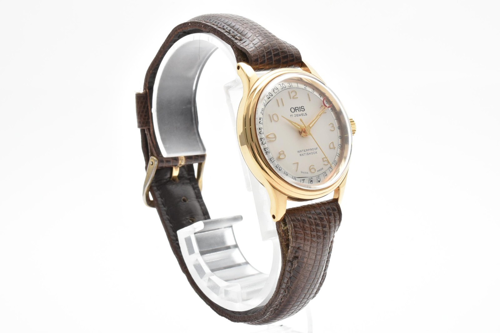[NEAR MINT] ORIS Pointer Date 302-7285B 17Jewels Manual Gold White Men’s Watch